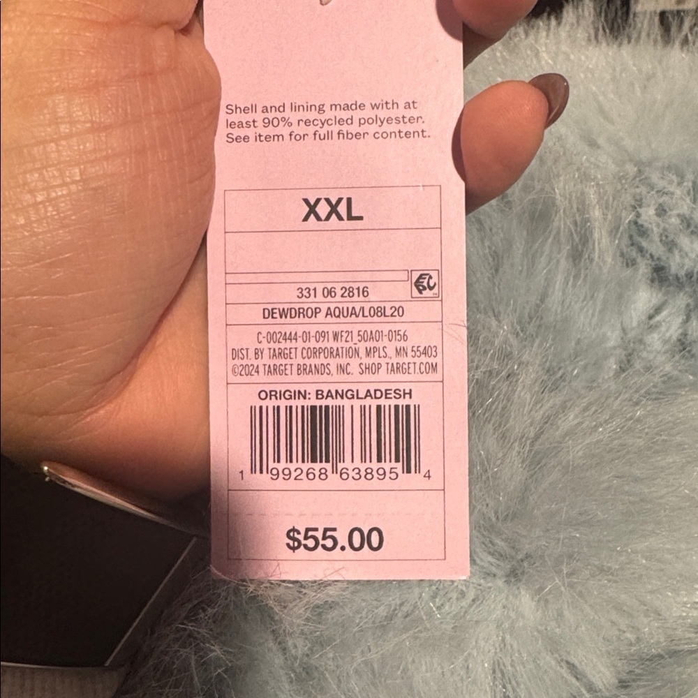 Women's Short Faux Fur Jacket - Wild Fable™ Light Aqua Blue XXL - Picture 5 of 8